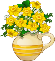 a vase of yellow daffodils